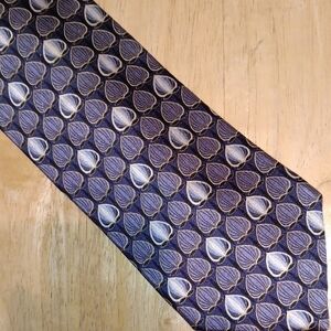 Ermenegildo Zegna Navy and Gray Patterned Tie with Gold Accents